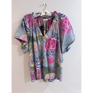 Dylan Floral Blouse Top Medium Boho Eclectic Hippie 100% Cotton